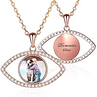Custom4U Personalized Photo Necklace for Women,Custom Heart Round Pendant with Picture,Memorial Jewelry Womens Girls Mom