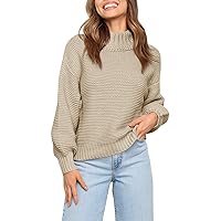 Women's 2023 Crew Neck Long Sleeve Casual Loose Ribbed Knit Solid Soft Pullover Sweater Tops Mens Pullover Sweater 3XL