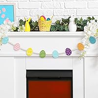 Easter Wood Bead Garland Kit Colorful Eggs Garland Banner Decorations Spring Easter Egg Hunt Garland Banner Decor Happy Easter Party Supplies for Wall Fireplace Mantle Home Office Party Spring Favors