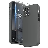 SURPHY Compatible with iPhone 13 Mini Case with Screen Protector, (Camera Protection + Soft Microfiber Lining) Liquid Silicone Phone Case 5.4 inch 2021, Space Gray