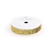 American Crafts Tinsel Glitter Ribbon Strips, 5/8-Inch, Solid Gold