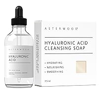 ASTERWOOD Hyaluronic Acid Serum 4 oz + Hyaluronic Acid Cleansing Face Soap 3.5 oz