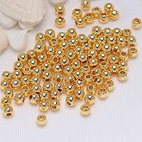 JOE FOREMAN 100Pcs 6mm Hypoallergenic Polished Smooth 14K Yellow Gold Filled Spacer Beads for Jewelry Making Wholesale Metal Bead DIY Handmade Craft Supplies