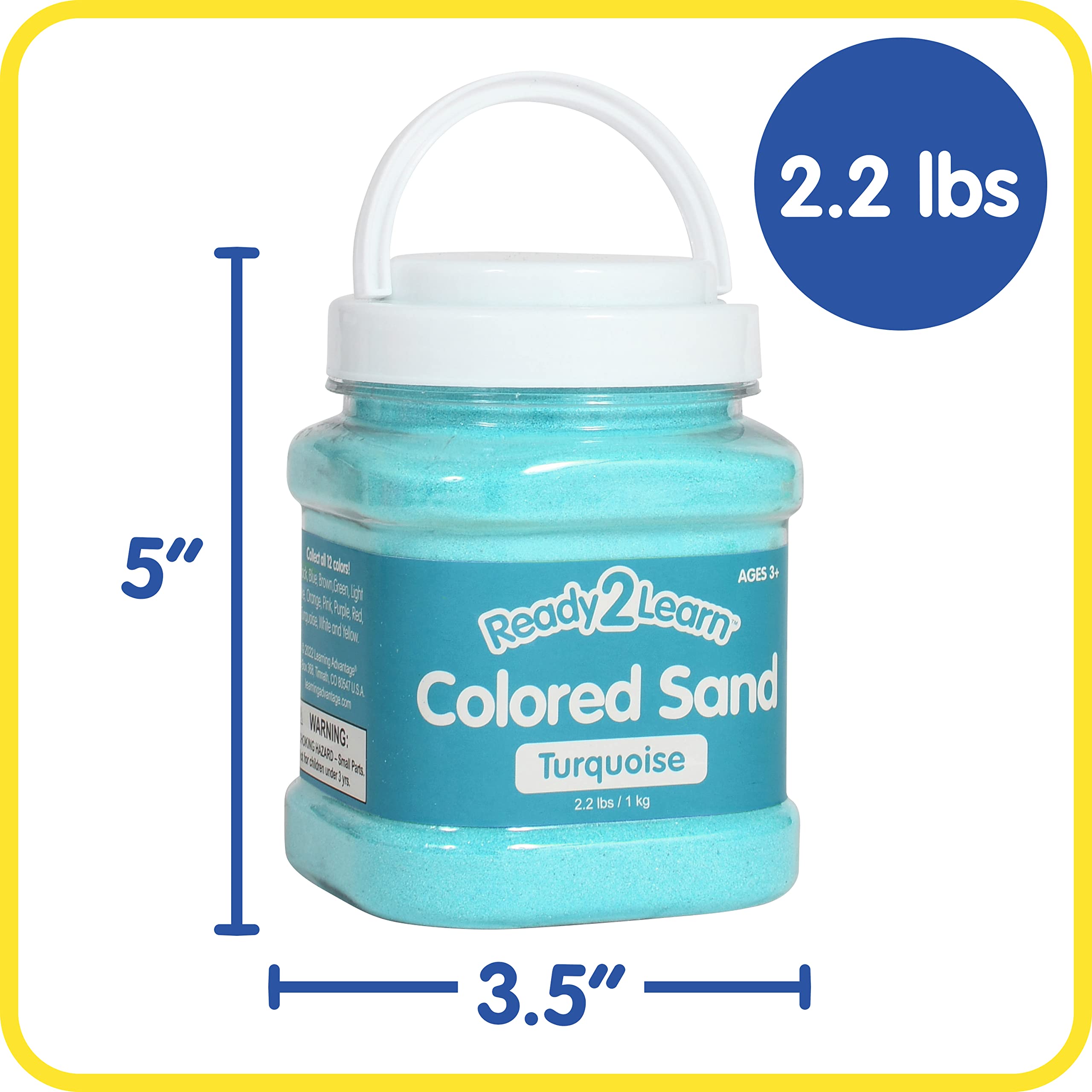 READY 2 LEARN Colored Sand - Turquoise - 2.2 lbs - Play Sand for Kids - Perfect for Arts and Crafts, Sensory Bins, Wedding Decorations and Vase Filler
