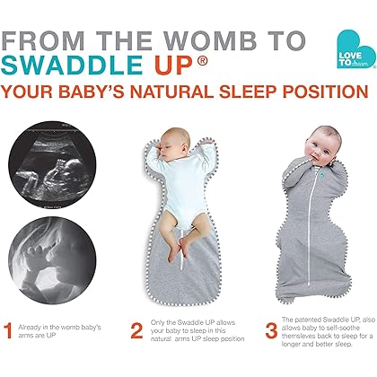 Love to Dream Swaddle UP Self-Soothing Sleep Sack 8-13 lbs, Dramatically Better Sleep, Snug Fit Calms Startle Reflex, 1.0 TOG, Gray, Small