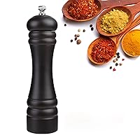 Pepper Mill Black 12 Inch Tall Large Pepper Grinder Mill Wood Refillable Stainless Steel Metal Mechanism Adjustable Coarseness