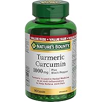 Nature's Bounty Turmeric Curcumin 1000mg Plus Black Pepper, 90 Capsules