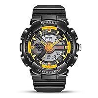 Mens Watch Army Dual Display Military Watches for Men Chronograph Sports Watch Digital with Alarm Shock,Black Orange