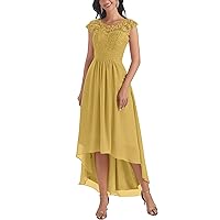 Mother of The Bride Dresses for Wedding Lace Appliques Sleeveless Hi Low for Women Wedding Guest Dresses