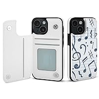 Hand Drawn Music Notes Phone Case with Card Slot Flip Wallet Case Card Holder Cover Compatible with
