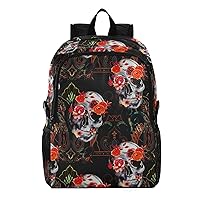 ALAZA Paisley Skull Floral Lightweight Backpack for Daily Shopping Travel