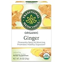Traditional Medicinals Organic Ginger Herbal Tea, Promotes Healthy Digestion, (Pack of 1) - 16 Tea Bags