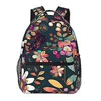 Colorful Boho Floral print Lightweight Bookbag Casual Laptop Backpack for Men Women College backpack