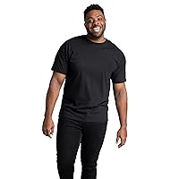 Fruit of the Loom Men's Size Big Eversoft Cotton Short Sleeve T Shirts, Breathable & Moisture Wicking with Odor Control, Black Ink, Medium Tall
