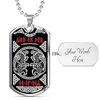 Norse Wolf I Love You Viking Runes Dog Tag Necklace Gift Pagan Wolves Pendant