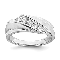 Jewels By Lux Solid 14k White Gold 5-Stone 1/2 carat Diamond Complete Mens Wedding Ring Band Available in Size 9 to 11 (Band Width: 2.98 to 8.37 mm)