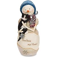 Pavilion Gift Company The Birchhearts-You Hug My Heart Snowman Figurine Holding Cat 5 Inch, 5