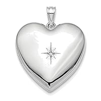 Solid Sterling Silver Rhodium-Plated 24mm with Dia. Star Design Ash Holder Heart