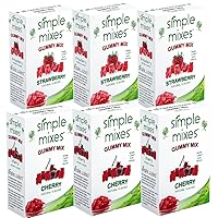 Simple Mixes Natural Gummy Mix Bundle, Strawberry, & Cherry 3 Pack each flavor, Fun Snacks, Make Infused Gummies