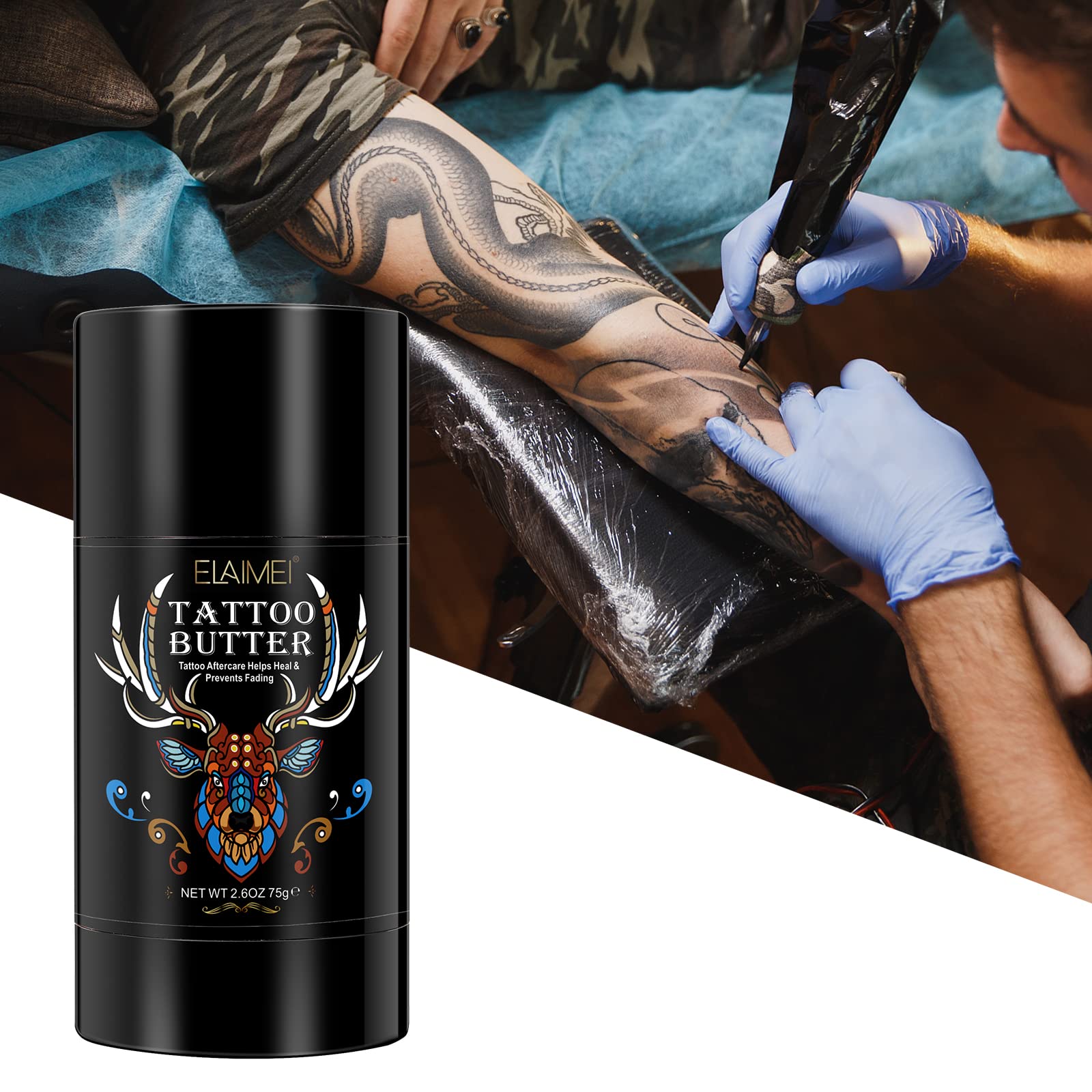 Tattoo Aftercare Butter Balm, 2.6 oz, Old & New Tattoo Moisturizer Healing Brightener for Color Enhance, Natural Organic Tattoo Cream