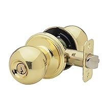 Copper Creek BK2040PB Ball Door Knob, Keyed Entry Function, 1 Pack, in Polished Brass