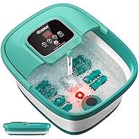 Collapsible Foot Spa with Heat, Bubble, Red Light, and Temperature Control, Foot Bath Massager with 8 Shiatsu Massage Rollers, Pedicure Foot Spa for Relaxation - FS01A
