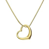 jewellerybox Gold Plated Sterling Silver Floating Heart Pendant Necklace 16-24 Inches