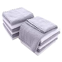12 Pack Baby Washcloths - Extra Absorbent and Soft Wash Clothes for Newborns, Infants and Toddlers - Suitable for Baby Skin and New Born - Microfiber Coral Fleece 12x12 Inches