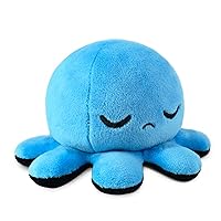 TeeTurtle - The Original Reversible Octopus Plushie - Fire Eyes + Sleepy - Cute Sensory Fidget Stuffed Animals That Show Your Mood