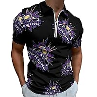 Bowling Ball Mens Polo Shirts Quick Dry Short Sleeve Zippered Workout T Shirt Tee Top