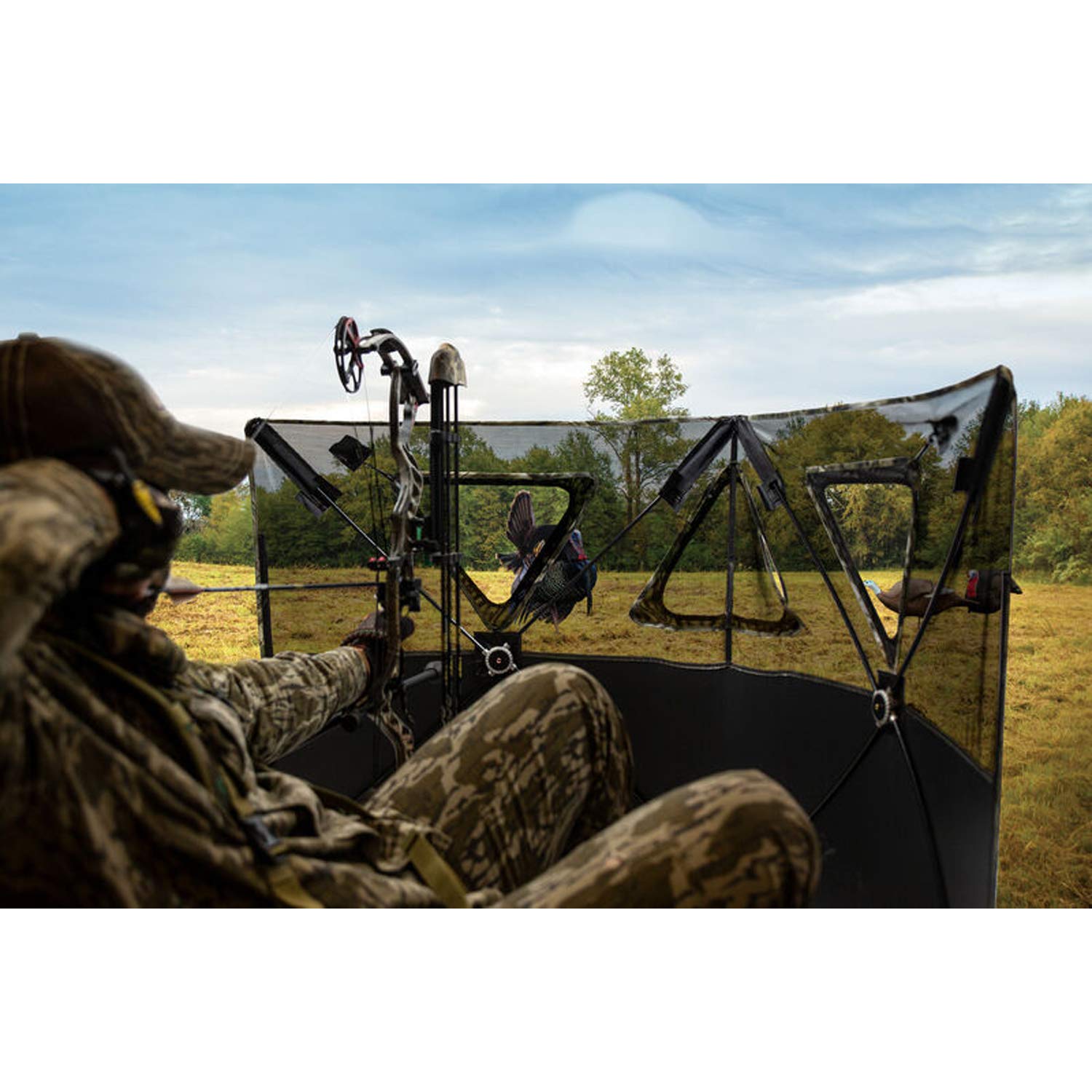 Primos Hunting Double Bull Stakeout Blind with SurroundView, Portable with Carry Bag in Truth Camo 65158