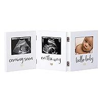 Triple Sonogram Keepsake Photo Frame, Ultrasound Pregnancy to Newborn Picture Frame, Baby Nursery Décor, White