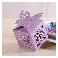 LPHZ915 50pcs Party Wedding Favor Laser Cut Pearl Paper Ribbon Candy Boxes Gift Box Classical Butterfly Bird Style Gifts (Color : Purple, Gift Box Size : 5x5x5cm)