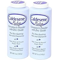 Caldesene Cornstarch Baby Powder with Zinc Oxide, Talc-Free Baby Powder, 5 Oz (2 Pack)