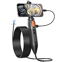 Triple Lens Endoscope Camera with Light, DEPSTECH 1080P Handheld Borescope Inspection Camera with Split Screen, Waterproof Snake Camera, 10FT Flexible Automotive Plumbing Tools for iPhone & Android