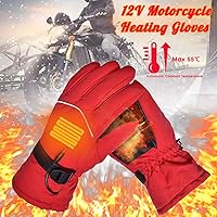 12V Motorcycle Electric Heating Gloves Waterproof Thermal Winter Hand Warmer, (Color : Red)