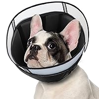 Dog Cone Collar for After Surgery, Soft Pet Recovery Collar for Dogs and Cats, Adjustable Cone Collar Protective Collar for Large Medium Small Dogs Wound Healing (Black, Medium)