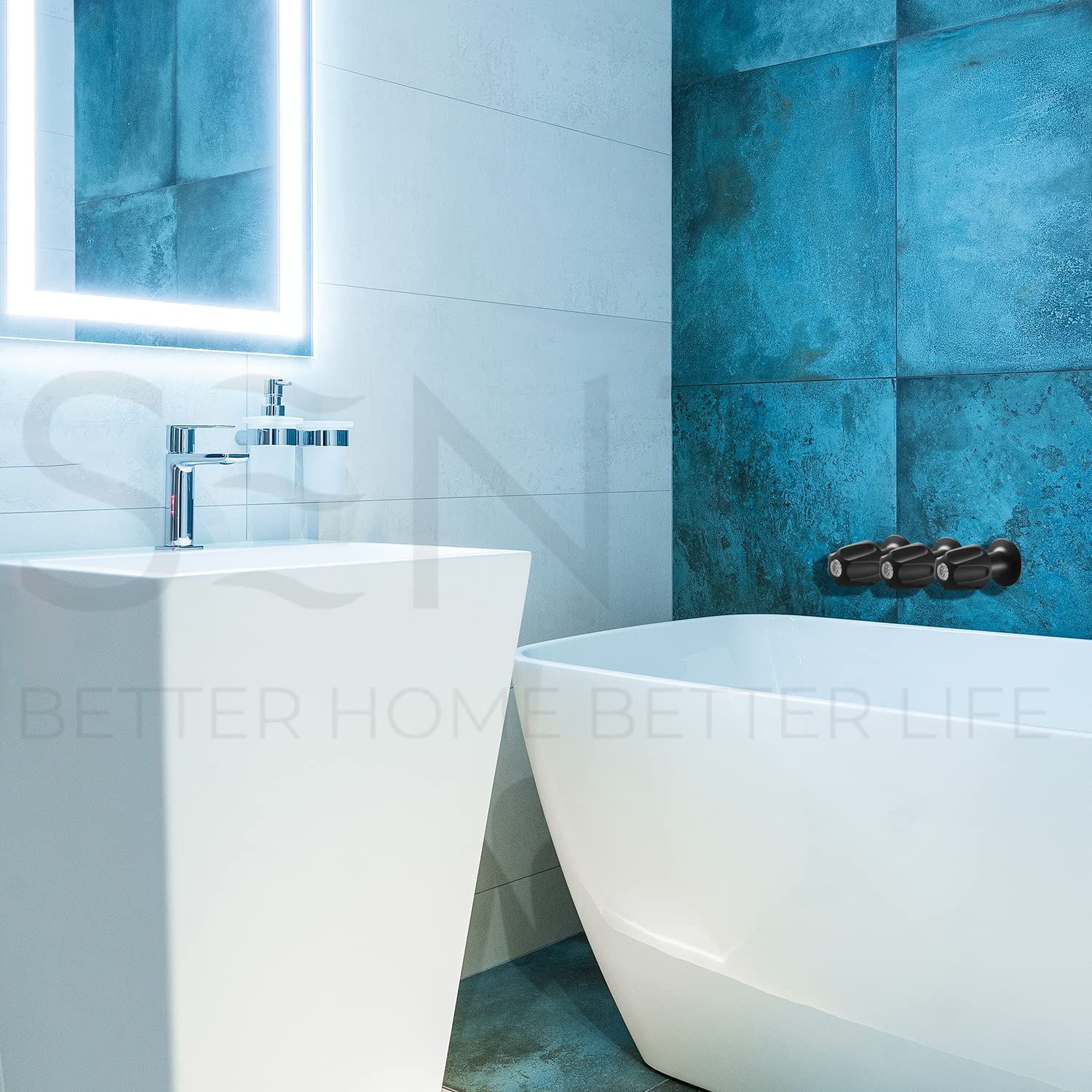 SENTO Bathtub and Shower 3 Handle Tub Trim Set For Price Pfister Faucets Bathtub Shower, Easy Installation, Heavy Duty Metal, Matte Black
