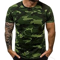 Mens Shirts Casual,Plus Size Casual Summer Round Neck Tight Sexy Camouflage Short Sleeve Top Sports T-Shirt 2024