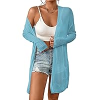 SOLY HUX Women's Open Front Long Sleeve Cardigan Sweater Tops with Pockets