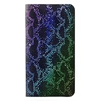 jjphonecase RW3366 Rainbow Snake Skin Graphic Print PU Leather Flip Case Cover for Samsung Galaxy S24 Ultra