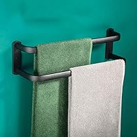 Towel Rack Bathroom Wall Mounted,Multilayer Dislocation Space Aluminum Towel Rail,Towel Stands for Bath Hotel Kitchen Black Double Layer 40Cm/Black/Double Layer 40Cm