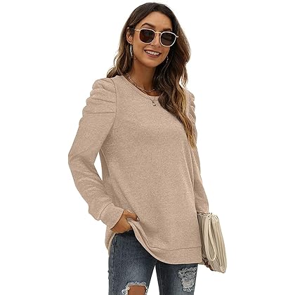 Bexhex Shirts For Women Long Sleeve Tee Shirt Crew Neck Fall Sweatshirts Loose Fit