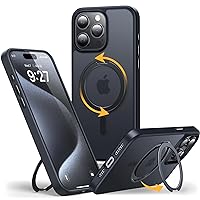andobil for iPhone 15 Pro Max Case [360° Ring Stand] [Compatible with Magsafe] Military Drop Protection Slim Magnetic iPhone 15 Promax Phone Case for Men Women- Easy-Relax Series- Matte Black