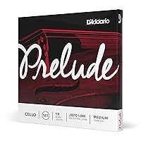 D'Addario J1010 Prelude Cello String Set, 1/8 Scale Medium Tension (1 Set) –Solid Steel Core, Warm Tone, Economical, Durable – Educator’s Choice for Student Strings – Sealed Pouch Prevents Corrosion