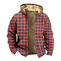 Mens Winter Warm Thickened Hoodies Vintage Loose Sherpa Fleece Lined Jacket Coats Comfy Casual Zipper Jackets