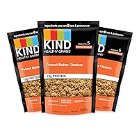 KIND HEALTHY GRAINS Granola, Healthy Snack, Peanut Butter Granola Clusters, 10g Protein, Snack Mix 11 OZ (3 Pack)