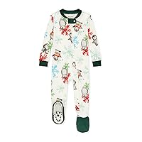 Burt's Bees Baby Baby Boys' Pajamas, Zip-Front Non-Slip Unisex Footed Sleeper Pjs, Organic Cotton