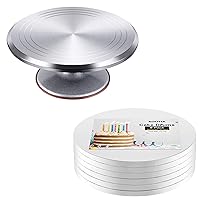 Kootek Aluminium Alloy Revolving Cake Stand and Cake Boards Drum 12 Inch