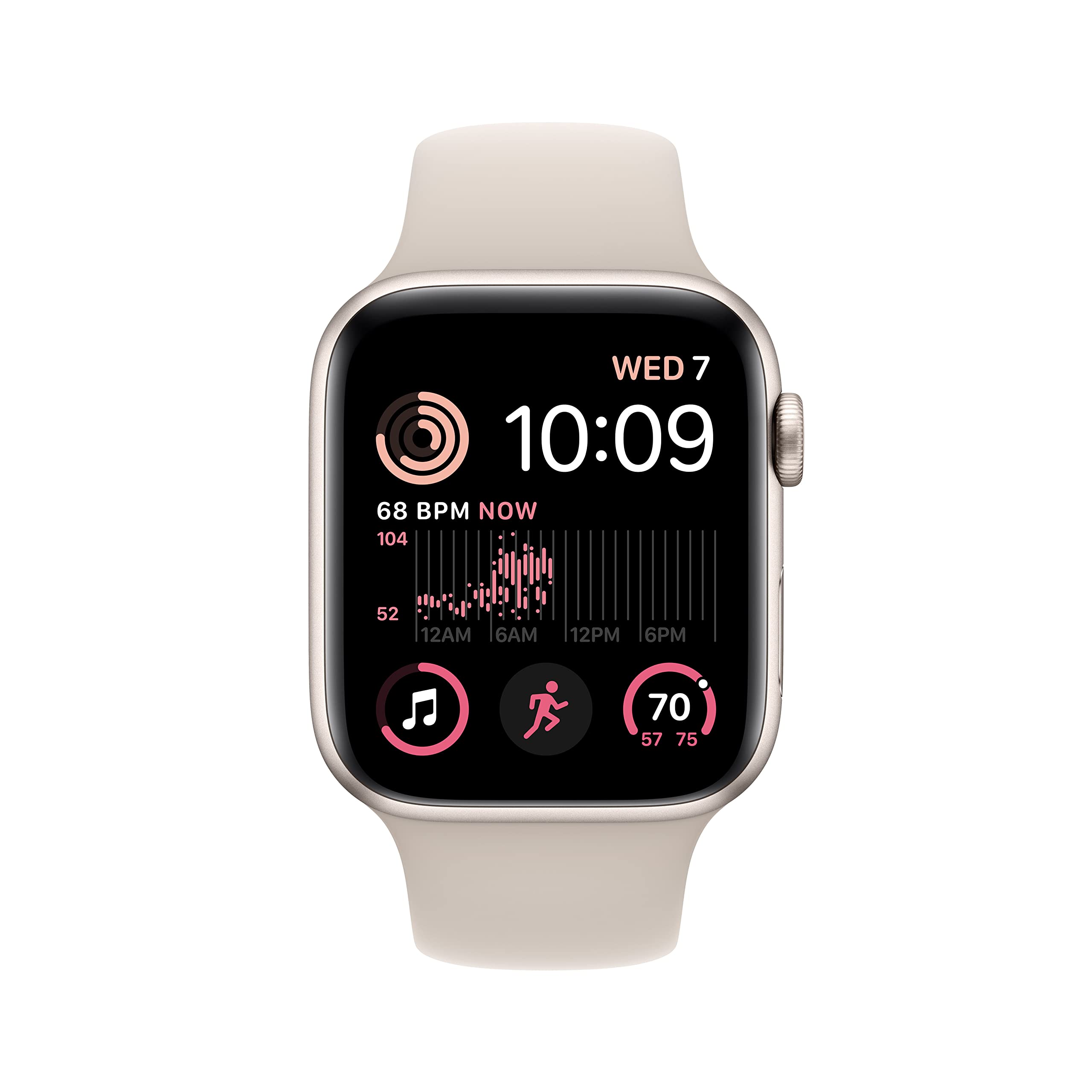 Apple Watch SE (2nd Gen) [GPS 44mm] Smart Watch w/Starlight Aluminum Case & Starlight Sport Band - M/L. Fitness & Sleep Tracker, Crash Detection, Heart Rate Monitor, Retina Display, Water Resistant